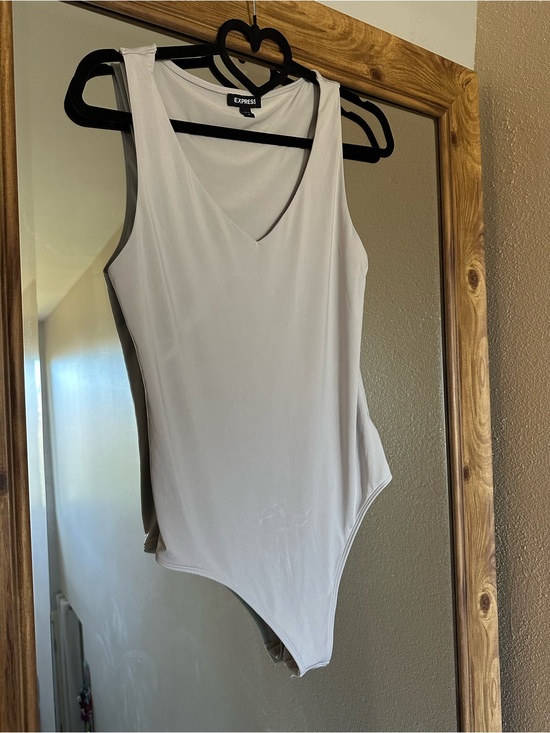 Express Tops - NWOT Express Women’s White V-Neck One-Piece Bodysuit